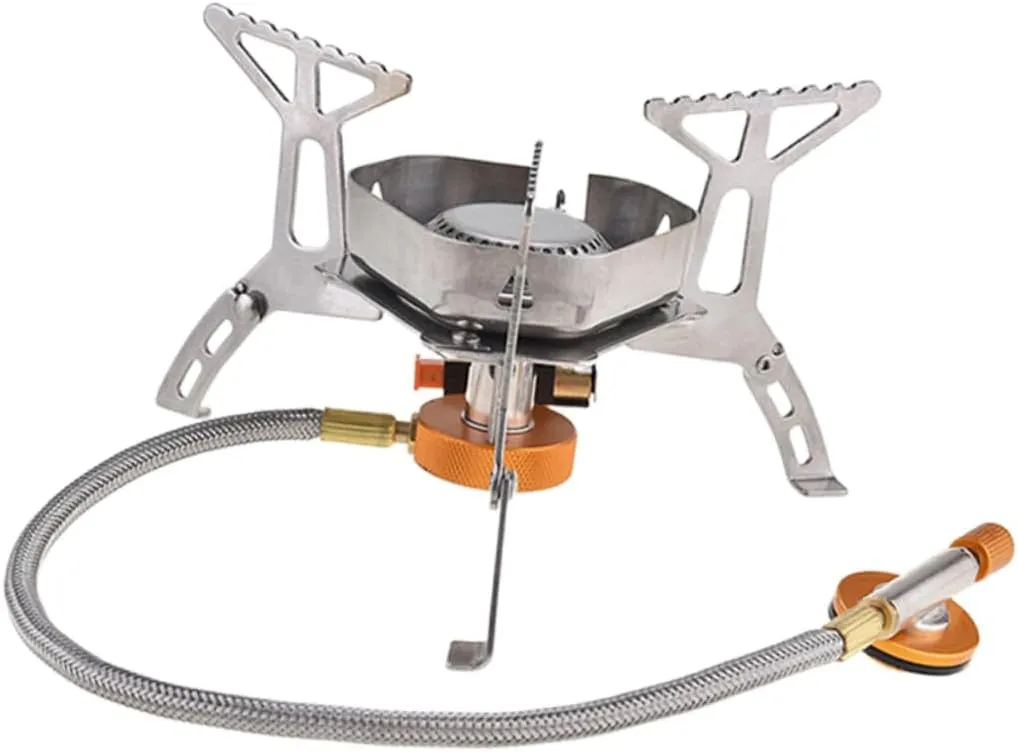 Sosoport Split Gas Stove for Camping Outdoor Portable Gas Stove Windproof Net Brass Connector and Electronic Ignition