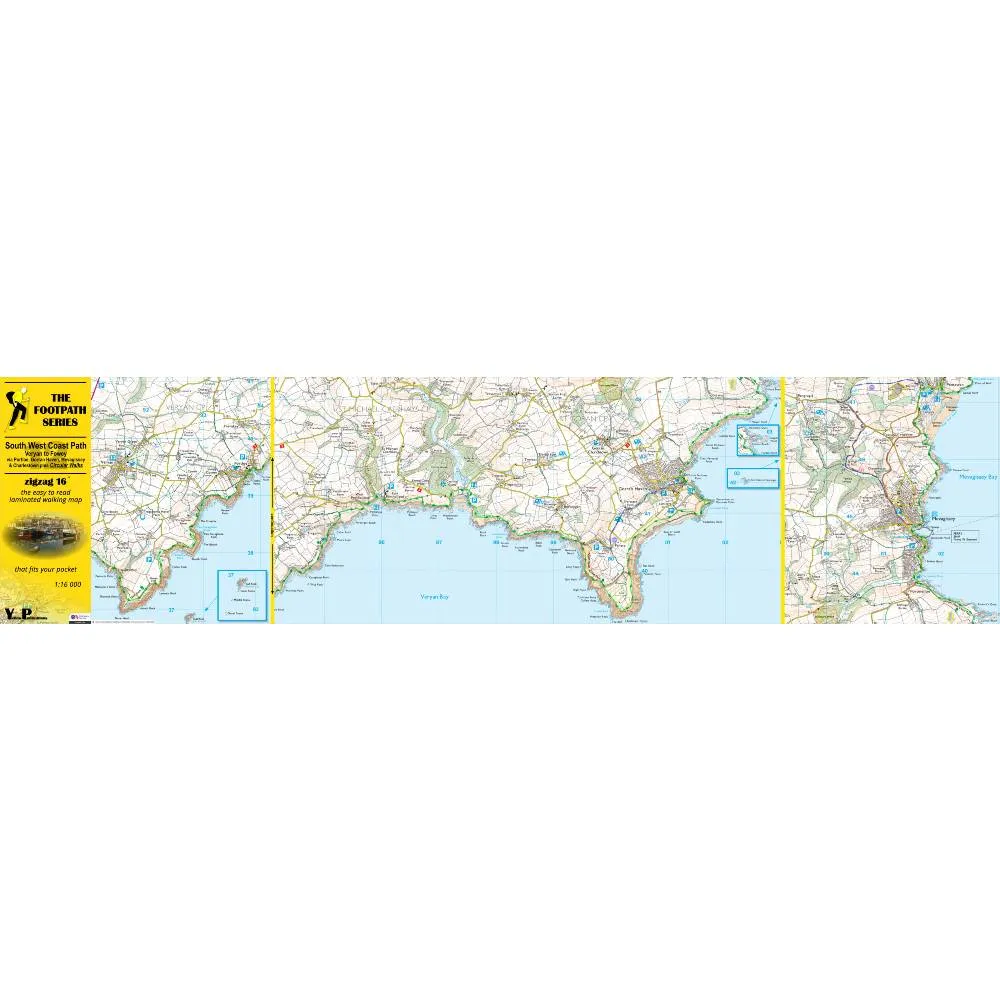 South West Coast Path Zigzag map - 12 - Veryan to Fowey