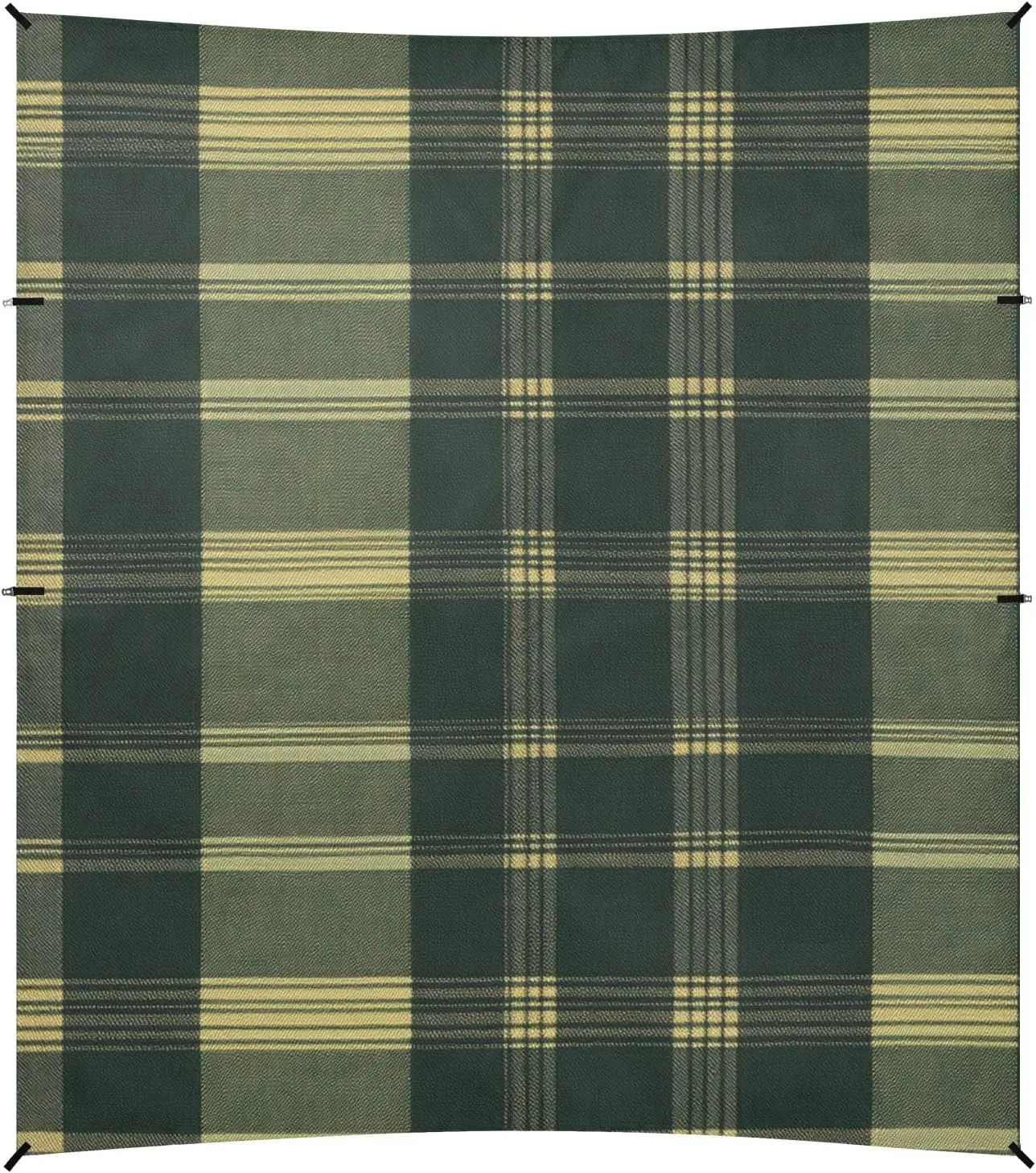 Springgreen Buffalo Plaid Check Tartan Scotland Beach Tent UPF50  Protection Easy Setup Large Portable Sun Shelter with Sandbags, Sand Shovel, Poles for Family Trips, Picnics & Camping