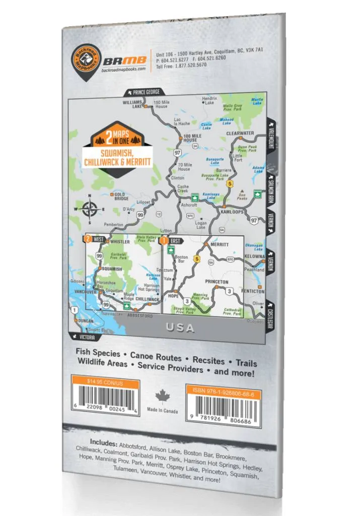 Squamish, Chilliwack, & Merritt BC Waterproof Map
