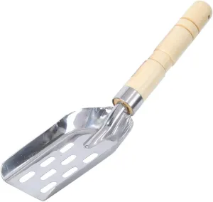 Stainless Steel Bait Shovel with Integrated Wooden Handle - Durable, Non-Slip for Fishing Tackle, Suitable for Ice Fishing