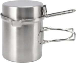Stainless Steel Portable Windproof Pot Set,Outdoor Wood Stove Cooking Pot Set, Camping Cookware for Stew, Sauce, Reheat Food, Induction for Hiking Camping for Family Meals, Wood Stove Cooking Pot