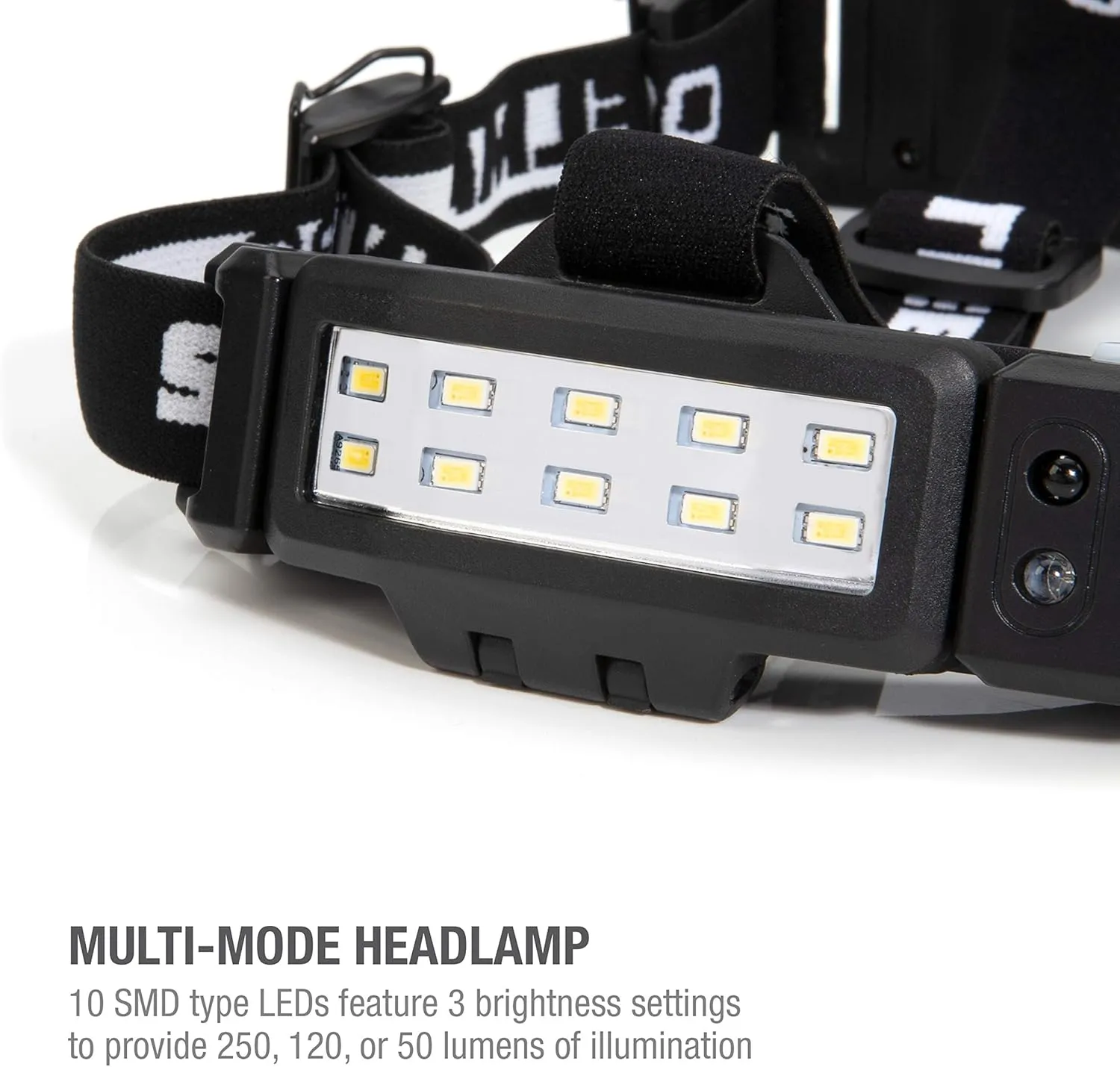 Steelman Pro Slim Profile LED Motion-Sensing Headlamp with Rear Safety Flasher, 3 Brightness Settings, 20m Beam, Water-Resistant, 3 AA Batteries