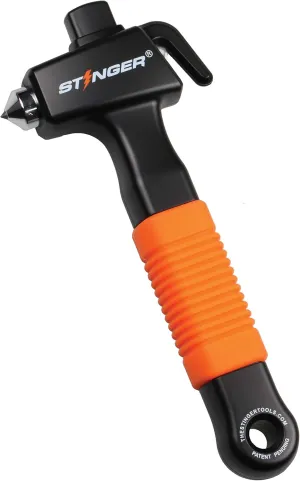 Stinger Super Duty Car Emergency Escape Tool, Hardened Carbon Steel Vehicle Safety Hammer, Spring Loaded Window Breaker, Razor Sharp Seat Belt Cutter, Auto Accident Life-Saving Rescue Tool (Orange)