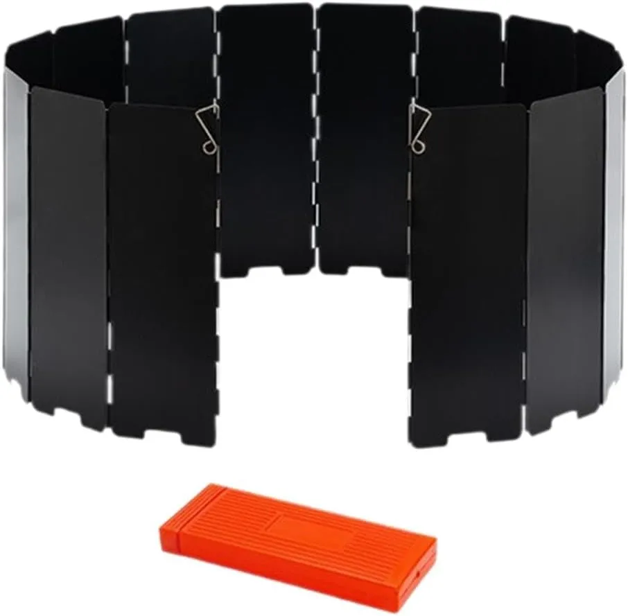 Stove Windscreen Wind Protector Foldable 16 Plates Portable Lightweight Wind Shade Windshield for Outdoor BBQ Cooker Hiking