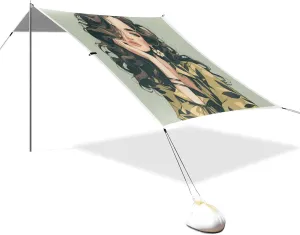 Stunning Woman Beach Cabana Tent UPF50  Protection Easy Setup Large Sun Shade Includes Sand Shovel, Sandbags, Stability Poles for Camping, Picnics, Backyard & Fishing