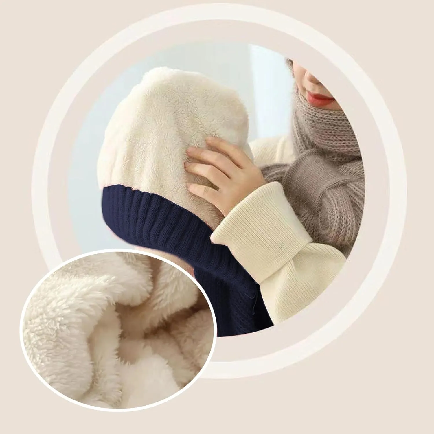 Sumolux Integrated Ear Protection Windproof Cap Scarf Elastic Knitting Thick