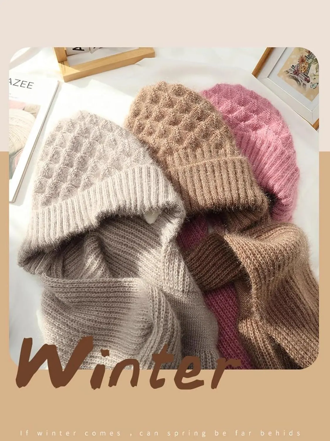 Sumolux Integrated Ear Protection Windproof Cap Scarf Elastic Knitting Thick