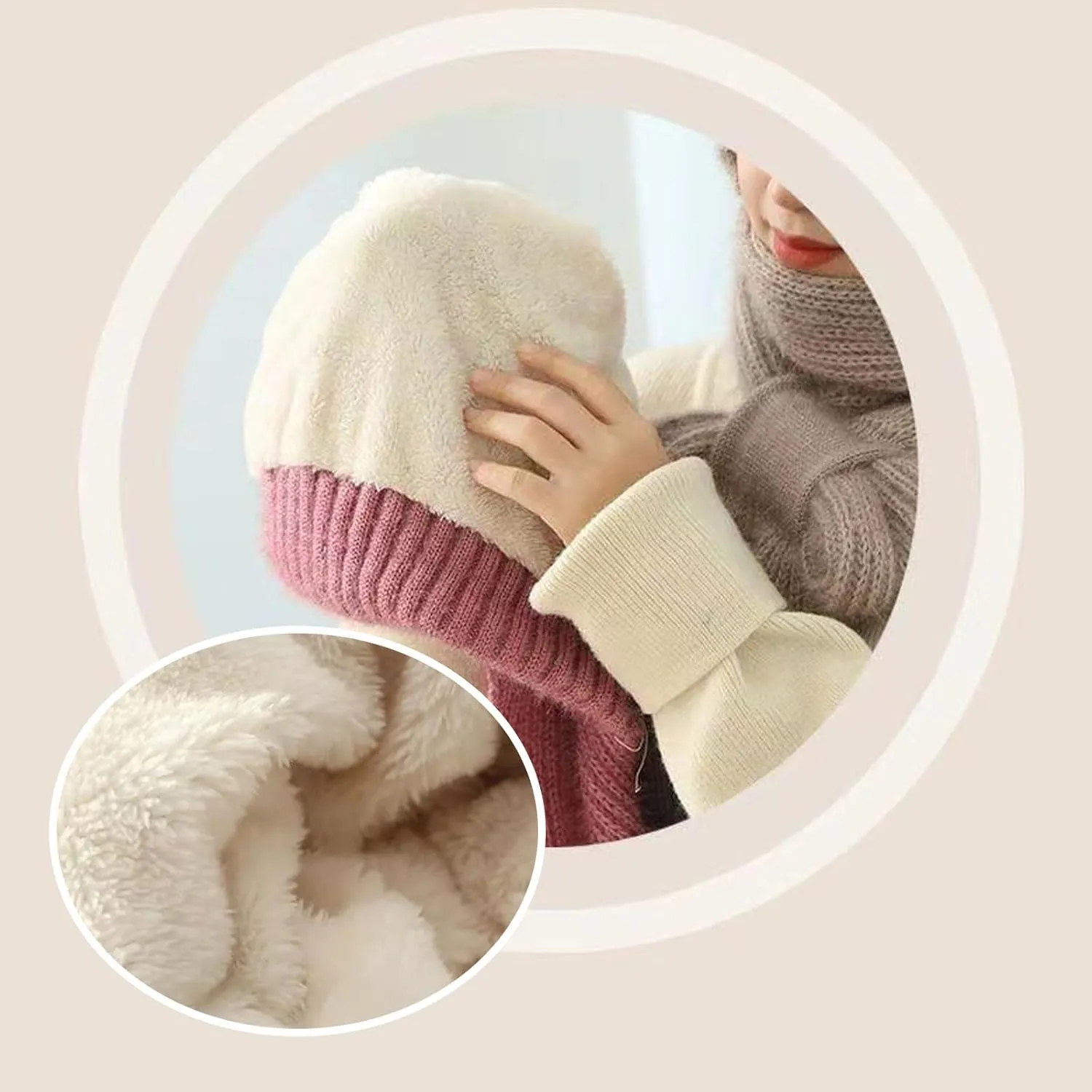 Sumolux Integrated Ear Protection Windproof Cap Scarf Elastic Knitting Thick