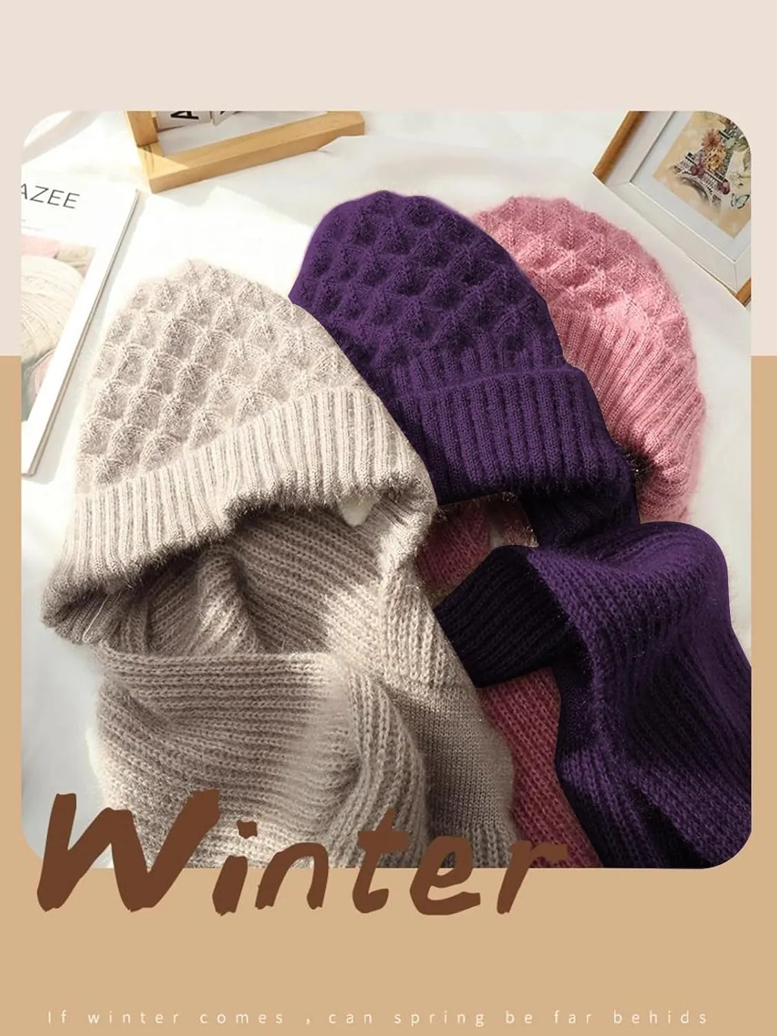 Sumolux Integrated Ear Protection Windproof Cap Scarf Elastic Knitting Thick