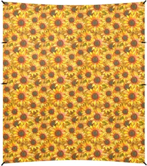 Sunflowers Geometric Style Foldable Beach Canopy UPF50 Easy Setup Large Sun Shade with Sand Shovel, Sandbags for Camping, Picnics, Backyard