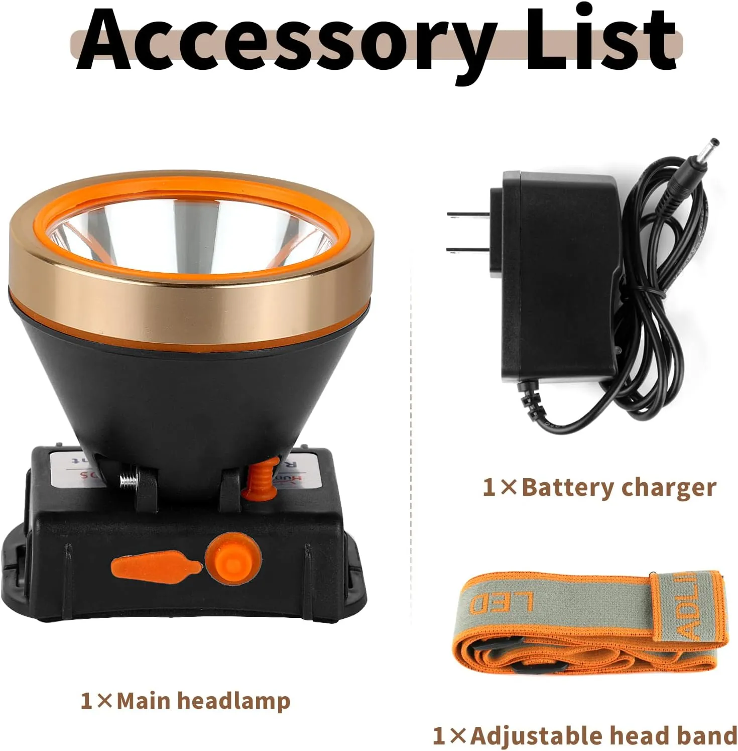 Superbright Rechargeable LED Headlamp,Waterproof Headlight with 2 Modes and Adjustable Headband,Perfect Head Troch for Camping, Hiking, Outdoors, Hunting (Yellow Light)