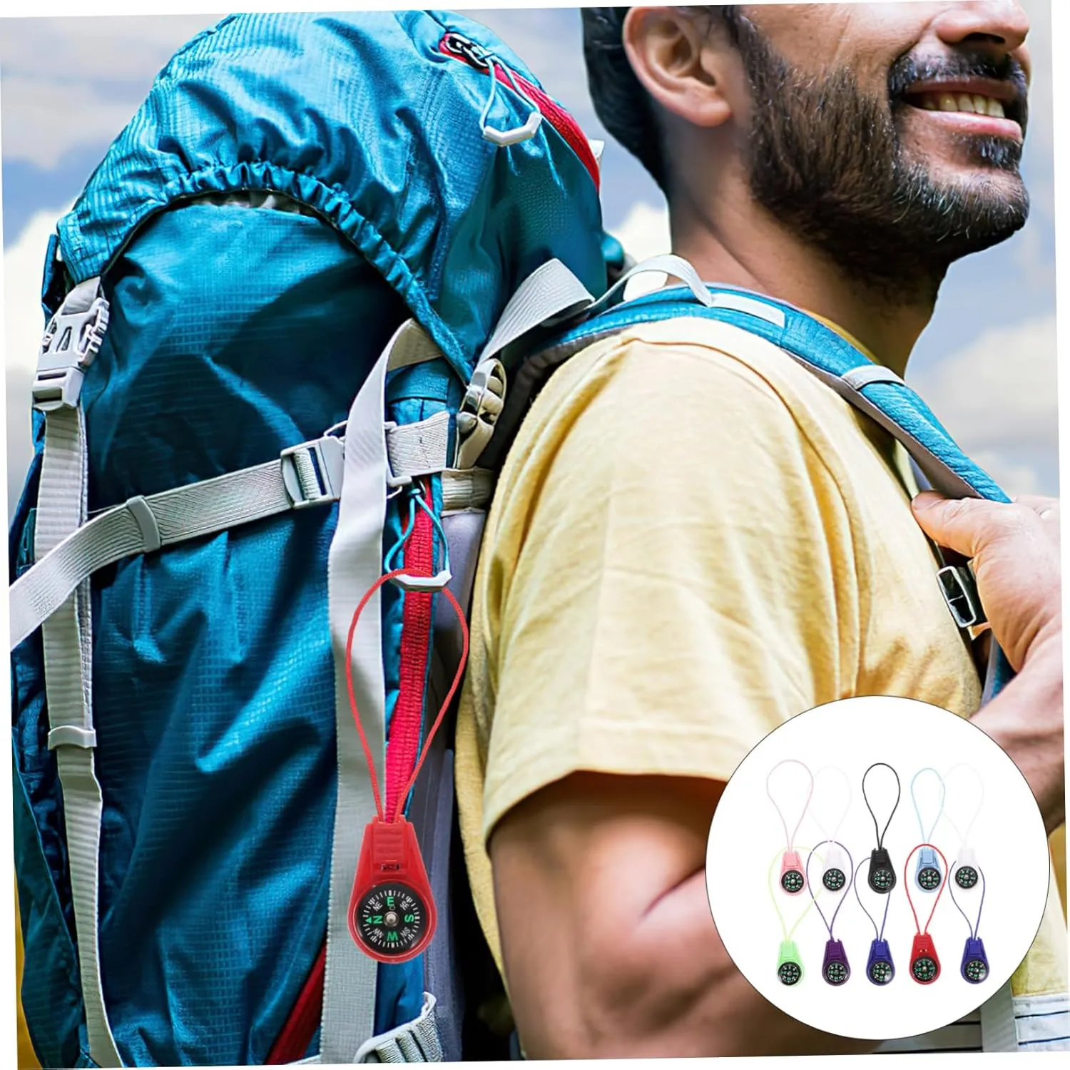 SUPVOX Lanyard Slider Compass (Mixed Colors) Portable Camping Compass Carabiner Compass Small Compasses Compact