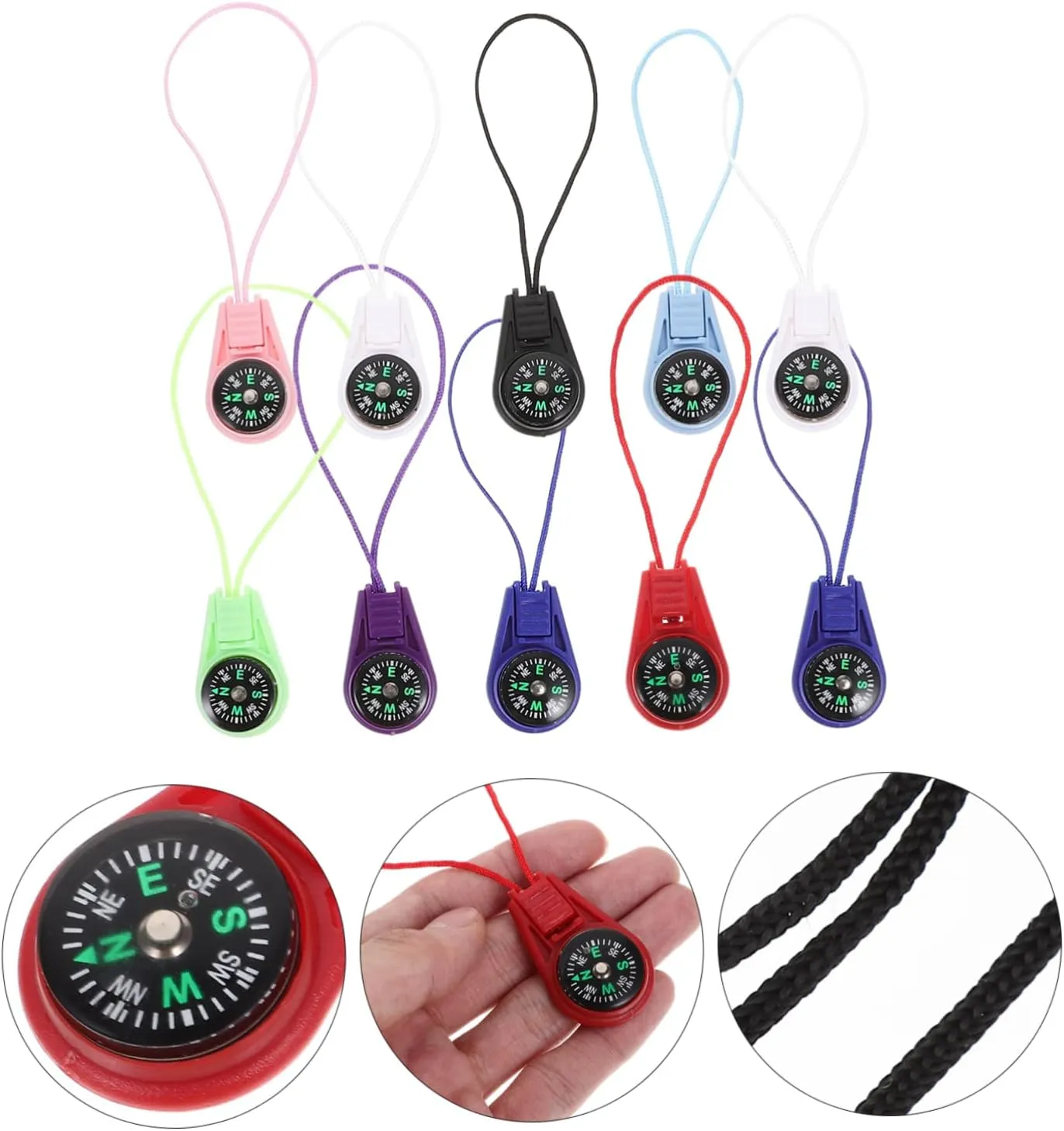 SUPVOX Lanyard Slider Compass (Mixed Colors) Portable Camping Compass Carabiner Compass Small Compasses Compact