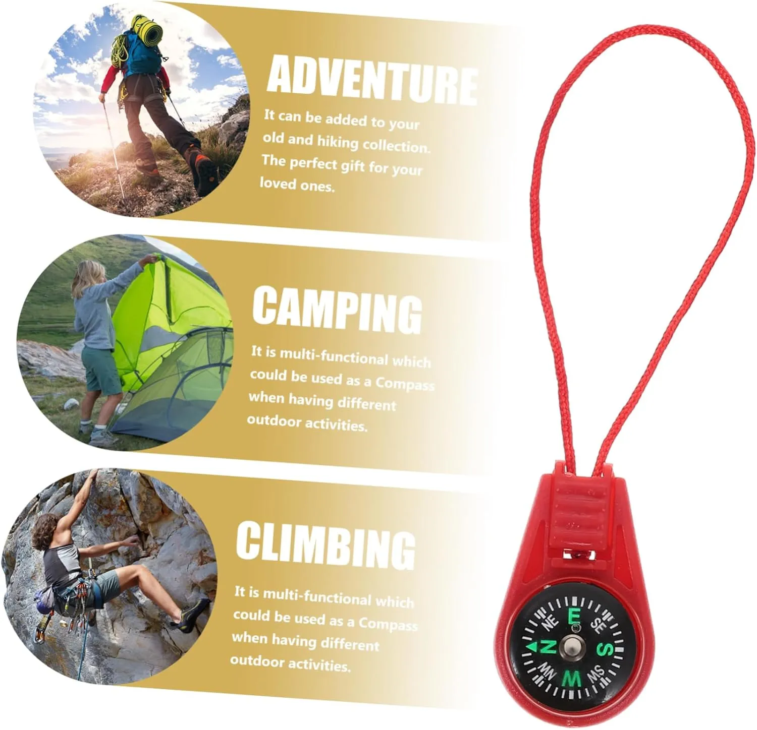 SUPVOX Lanyard Slider Compass (Mixed Colors) Portable Camping Compass Carabiner Compass Small Compasses Compact