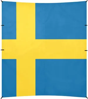 Sweden Flag Foldable Beach Cabana UPF50  Protection Lightweight Large Sun Shelter with Sand Shovel, Sandbags for Family Travel