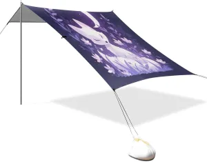 Sweet Lavender Blush Fox Beach Tent & Canopy UPF50  Easy Setup Sun Shelter Includes Sand Shovel, Sandbags, Stability Poles for Camping, Picnics, Backyard