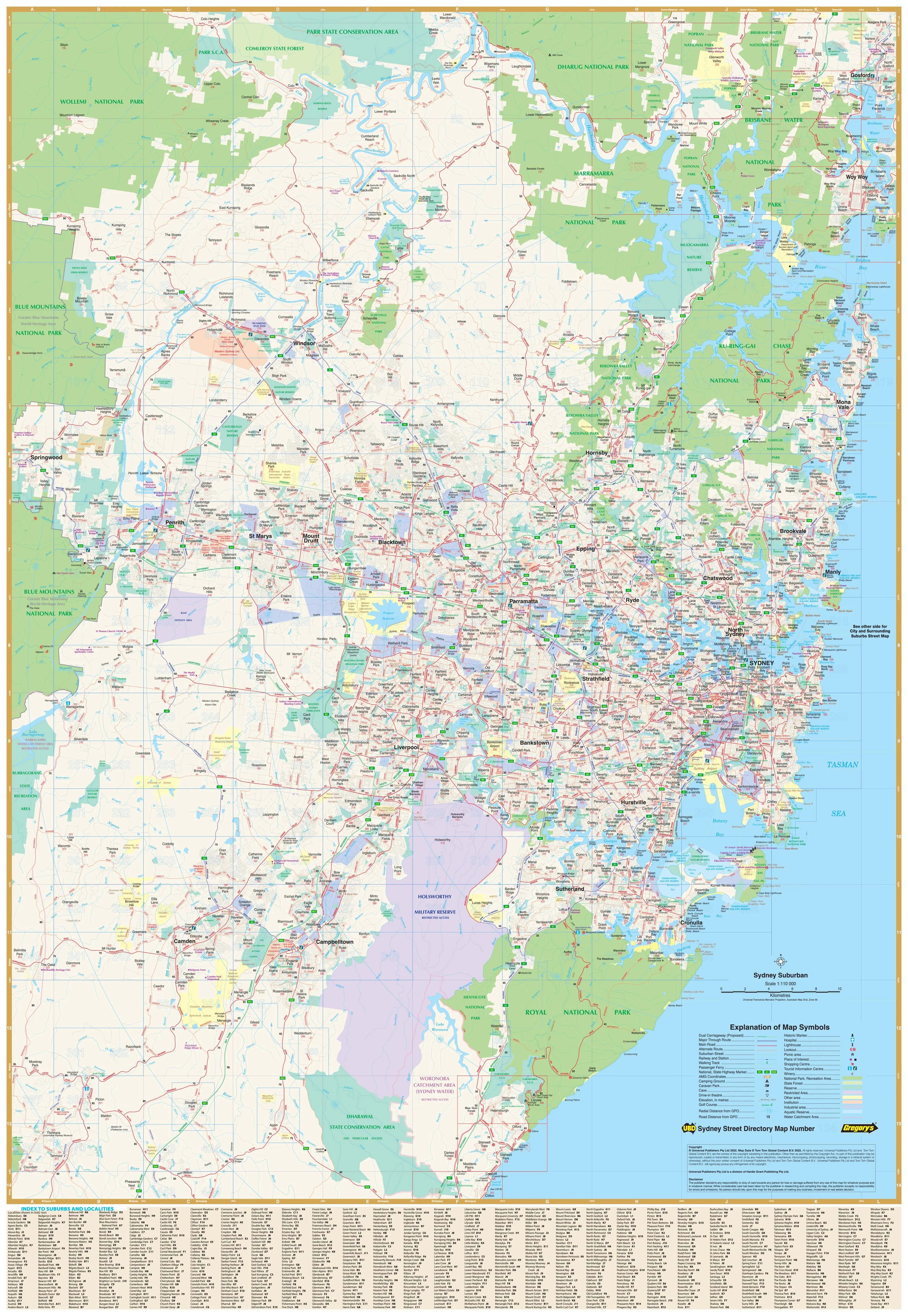 Sydney UBD 262 Map 1020 x 1480mm Laminated Wall Map