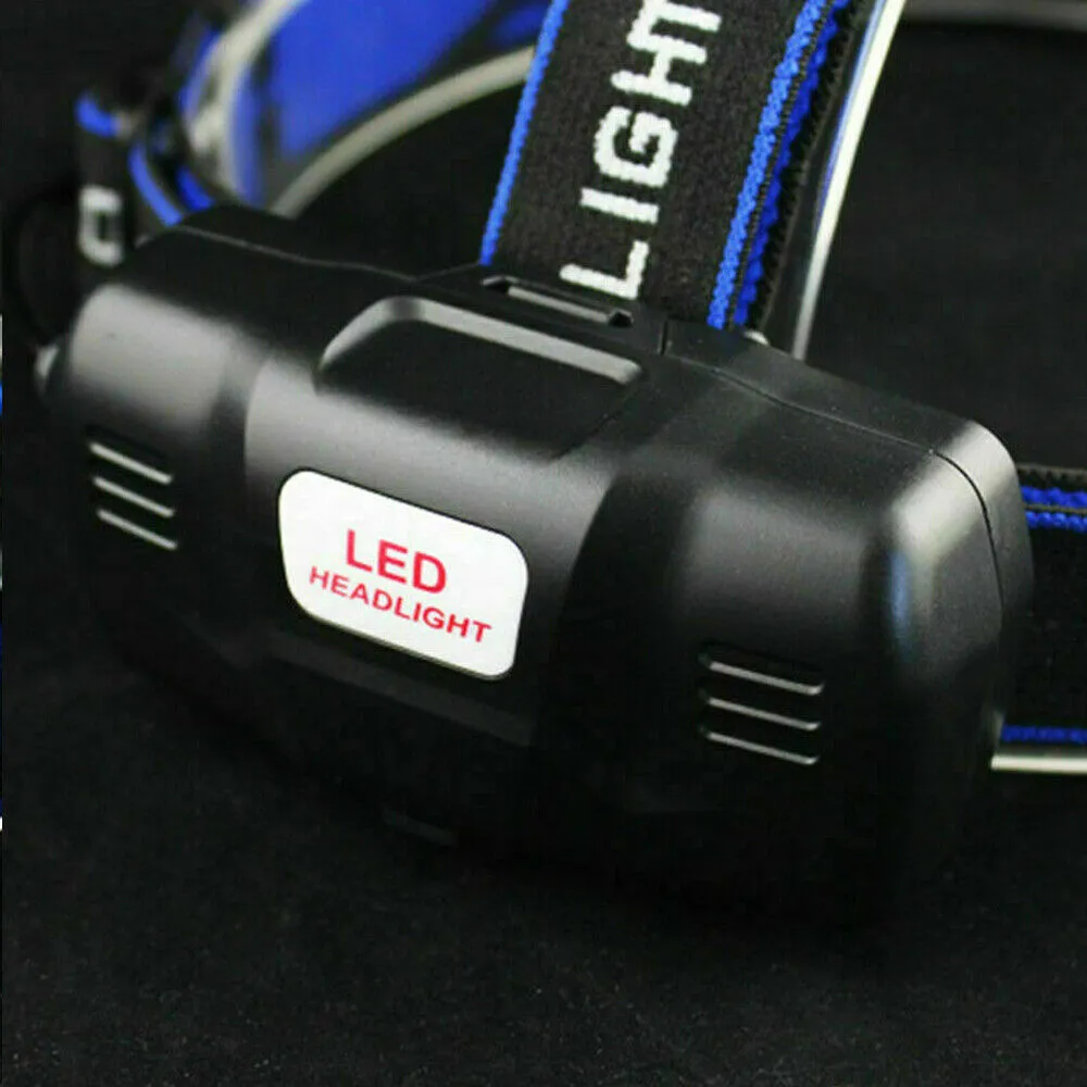 T6 Headlamp Rechargeable 350000LM LED Zoom Headlight Head Torch USB Line New UK