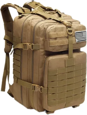 Tactical Military Backpack for Man, 50L Waterproof Army Pack Rucksack Hiking Laptop Backpack 3 Day Bug Out Bag, Includes Two Flags and Two Carabiner