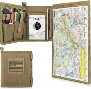 Tactical Pouch Military Map Case Holder Army Foldable Map Storage Pouch Multifunctional for Outdoors or Hiking - 13"x10" Clear Viewing Area,1000D Oxford   Waterproof TPU