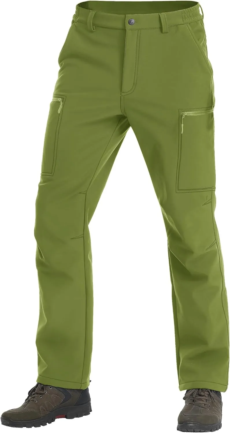 TACVASEN Men's Hiking Pants Fleece Lined Cargo Work Pants with 5 Pockets for Fishing Camping Travel
