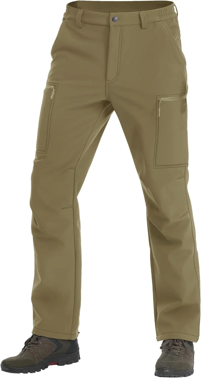 TACVASEN Men's Hiking Pants Fleece Lined Cargo Work Pants with 5 Pockets for Fishing Camping Travel