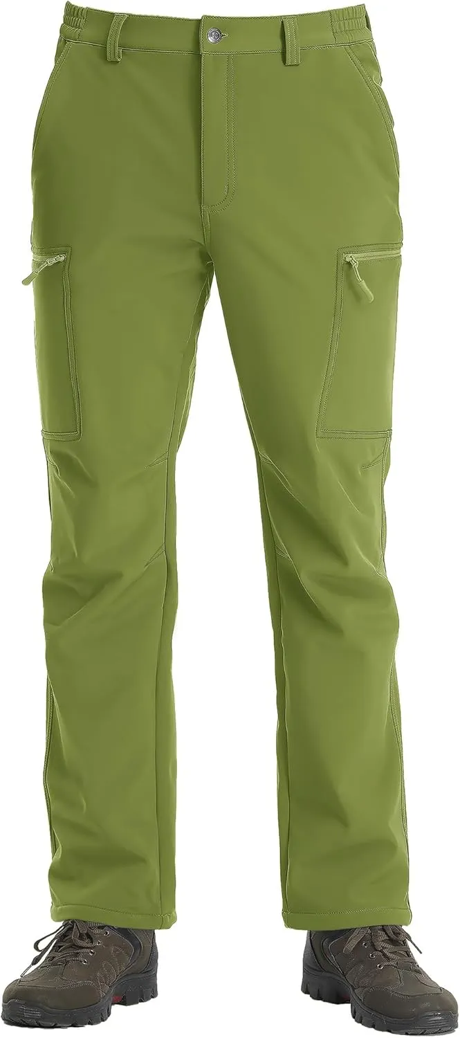 TACVASEN Men's Hiking Pants Fleece Lined Cargo Work Pants with 5 Pockets for Fishing Camping Travel