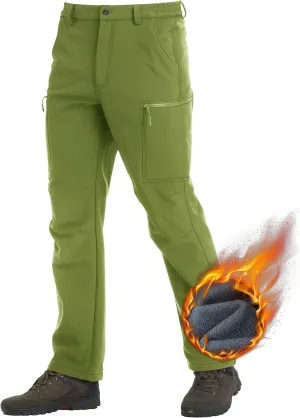 TACVASEN Men's Hiking Pants Fleece Lined Cargo Work Pants with 5 Pockets for Fishing Camping Travel