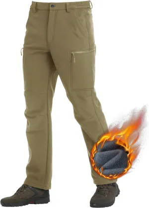 TACVASEN Men's Hiking Pants Fleece Lined Cargo Work Pants with 5 Pockets for Fishing Camping Travel