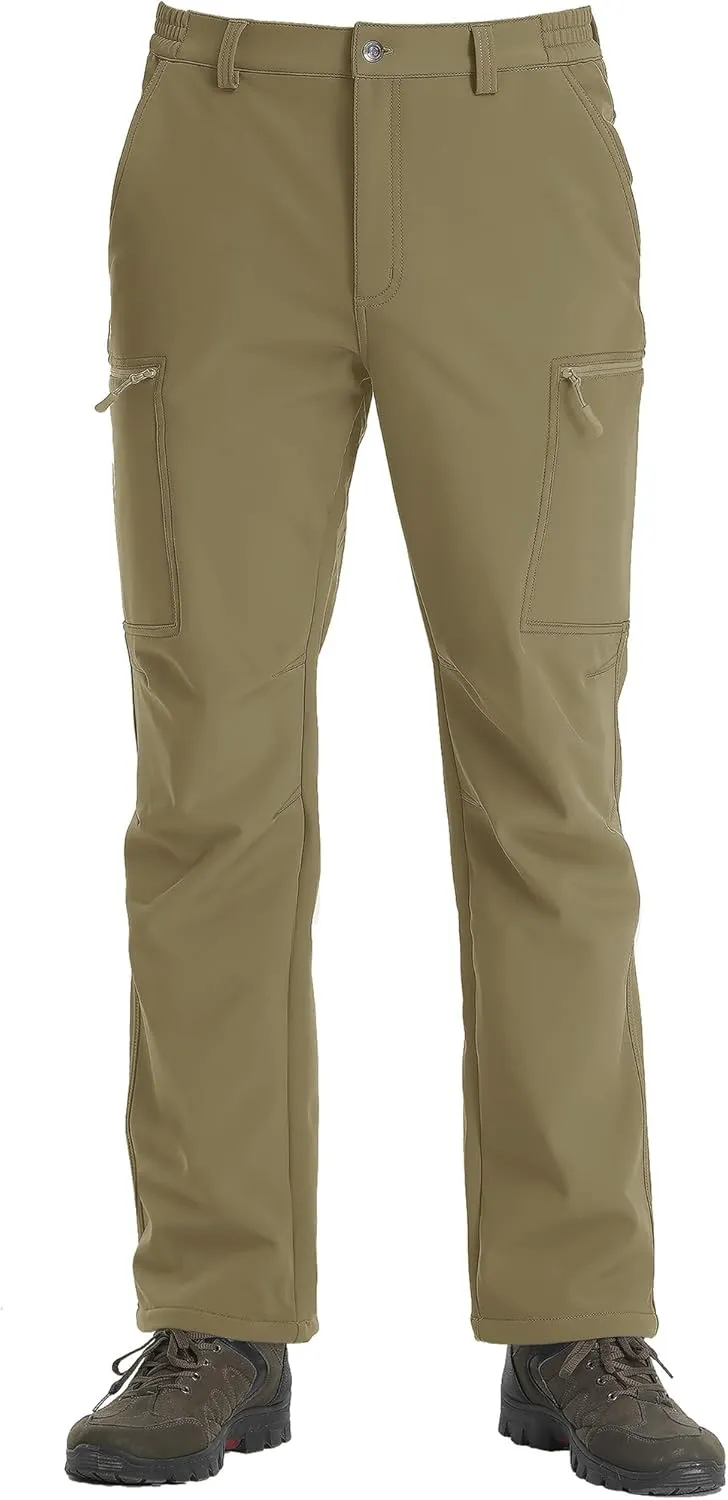 TACVASEN Men's Hiking Pants Fleece Lined Cargo Work Pants with 5 Pockets for Fishing Camping Travel