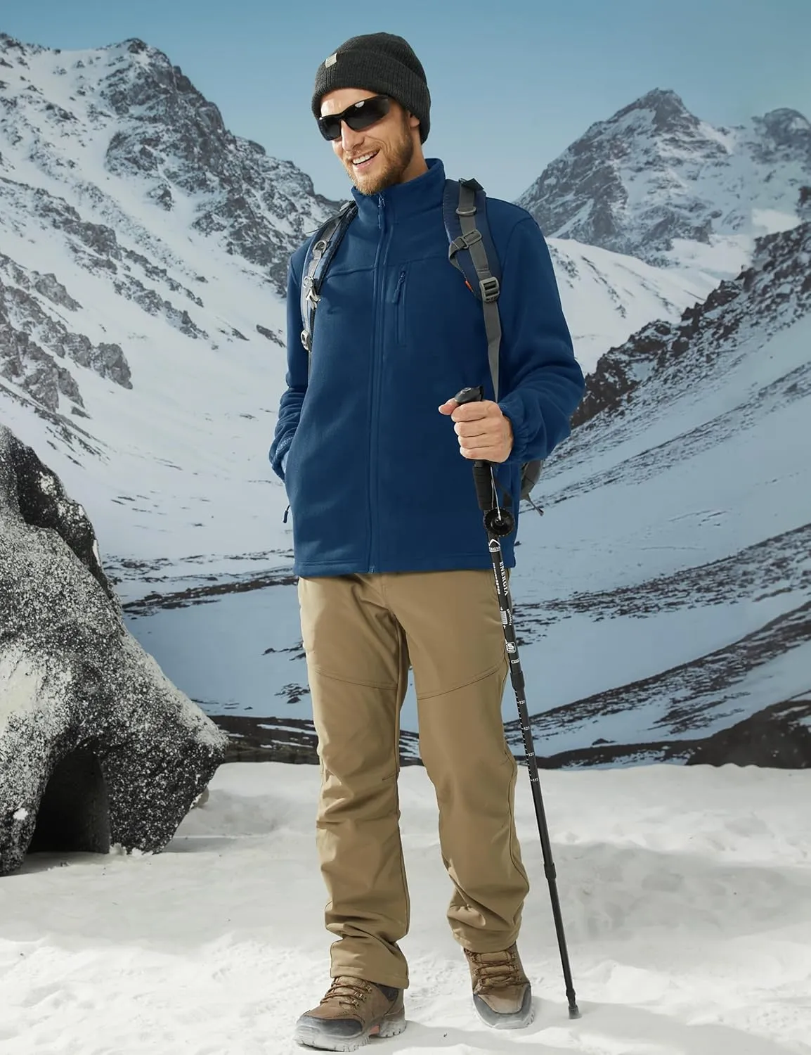 TACVASEN Men's Polar Fleece Jacket Full Zip Lightweight Tactical Jacket with Pockets Winter Coats Warm Casual Hiking Outdoor