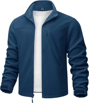 TACVASEN Men's Polar Fleece Jacket Full Zip Lightweight Tactical Jacket with Pockets Winter Coats Warm Casual Hiking Outdoor