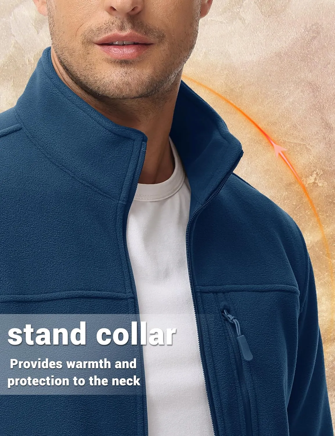 TACVASEN Men's Polar Fleece Jacket Full Zip Lightweight Tactical Jacket with Pockets Winter Coats Warm Casual Hiking Outdoor