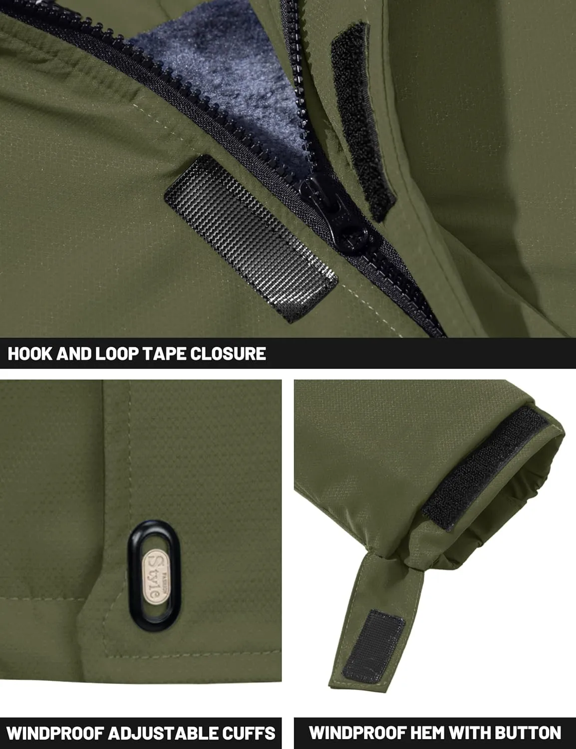 TACVASEN Winter Jacket Men's Water-Resistant Fleece Jacket Snow Ski Jacket Military Tactical Jacket Coat Parka Hood Raincoat