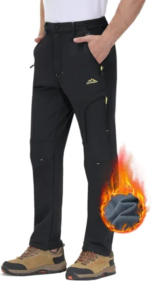 TACVASEN Winter Pants for Men Fleece Lined Waterproof Pants Insulated Hiking Pant for Ski Snowboard Outdoor Work Hunting