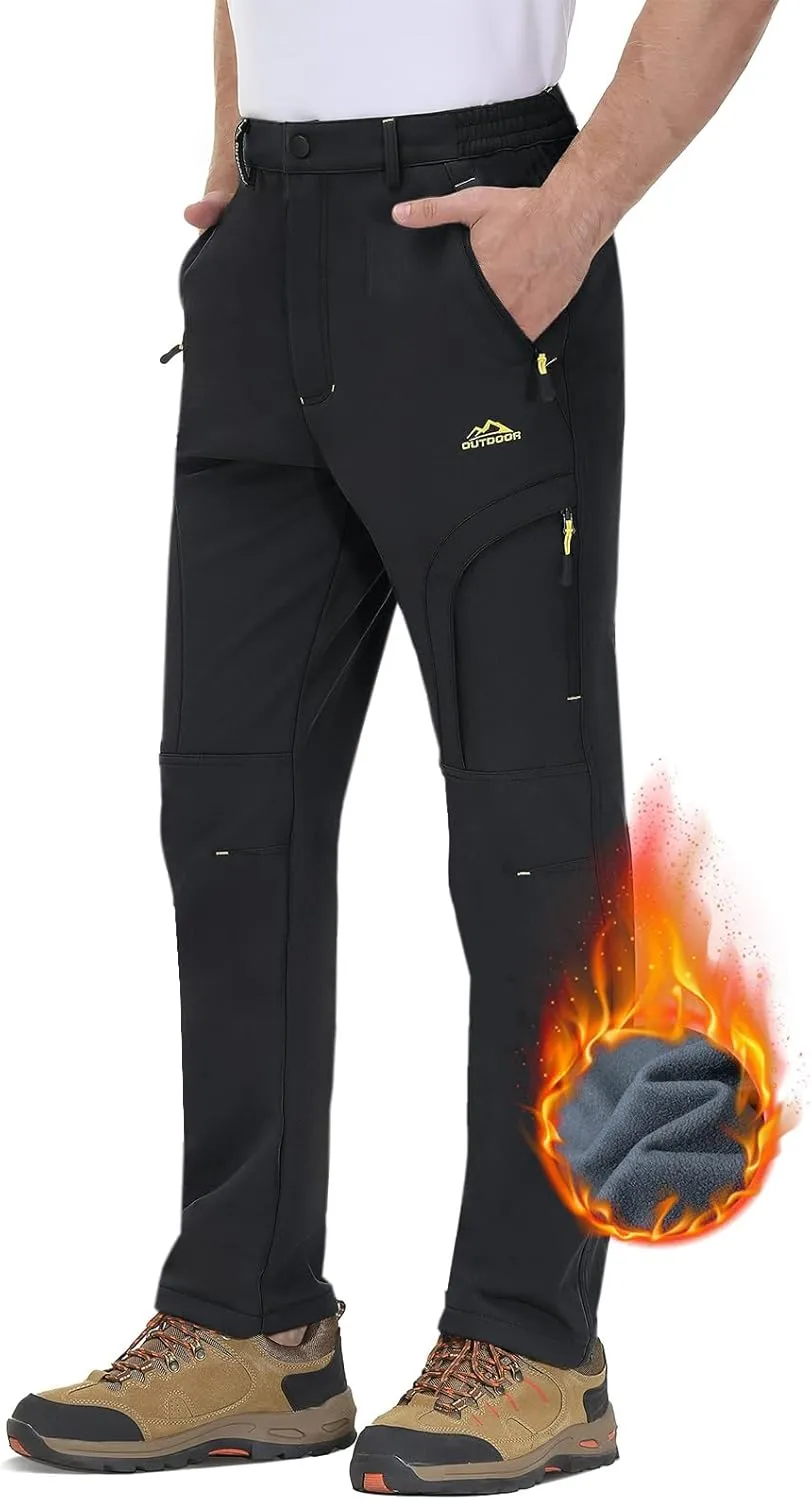 TACVASEN Winter Pants for Men Fleece Lined Waterproof Pants Insulated Hiking Pant for Ski Snowboard Outdoor Work Hunting
