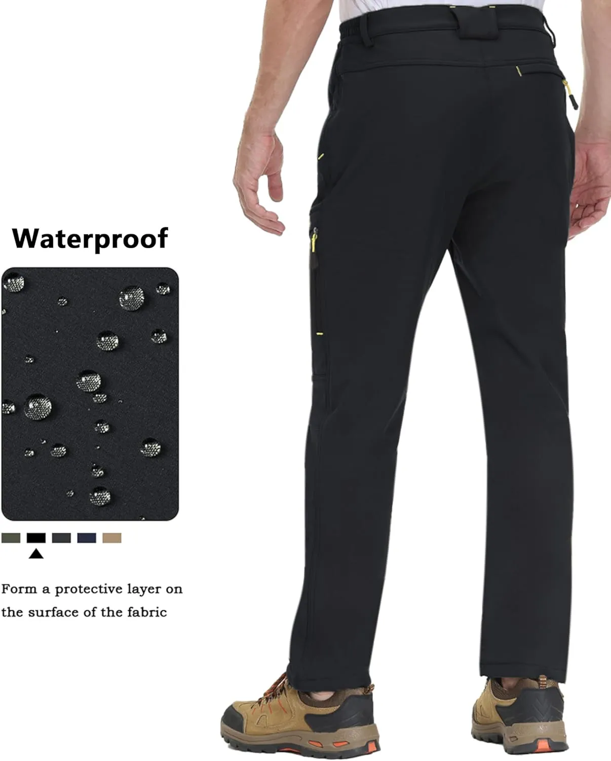 TACVASEN Winter Pants for Men Fleece Lined Waterproof Pants Insulated Hiking Pant for Ski Snowboard Outdoor Work Hunting