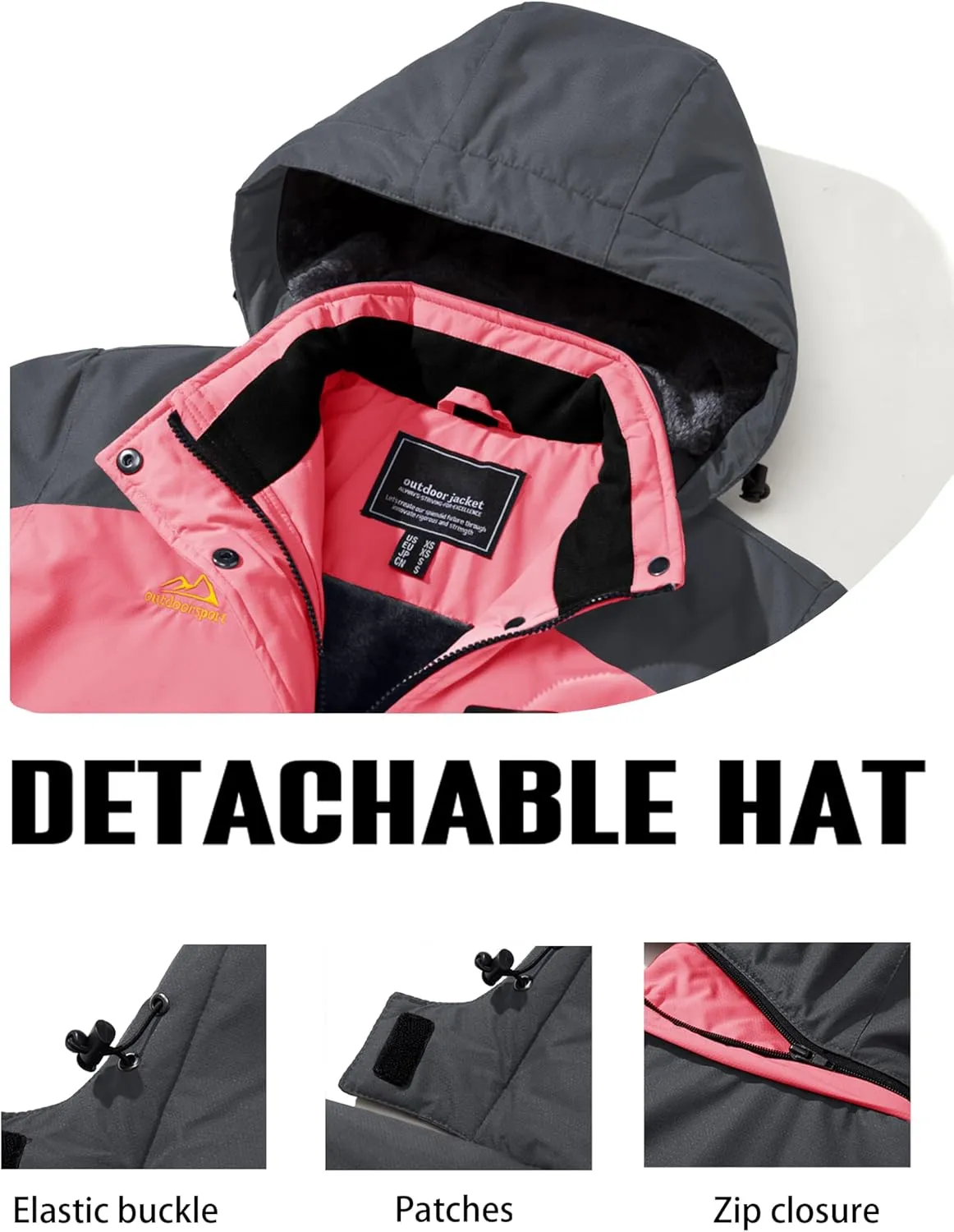 TACVASEN Women's Winter Jacket Waterproof Ski Jacket Hooded Fleece Lined Warm Snow Coat Mountain Windproof Rain Windbreaker