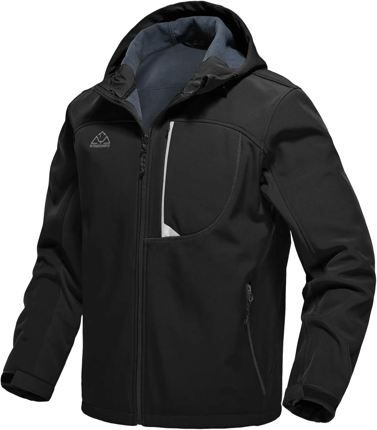 TBMPOY Men's Hooded Softshell Jacket Waterproof Windproof Ski Hiking Outerwear Fleece Lined Winter Coat