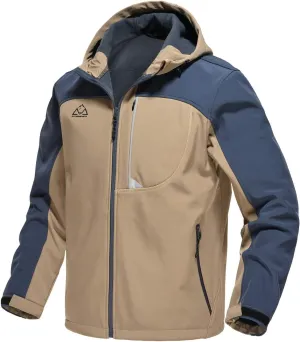 TBMPOY Men's Hooded Softshell Jacket Waterproof Windproof Ski Hiking Outerwear Fleece Lined Winter Coat