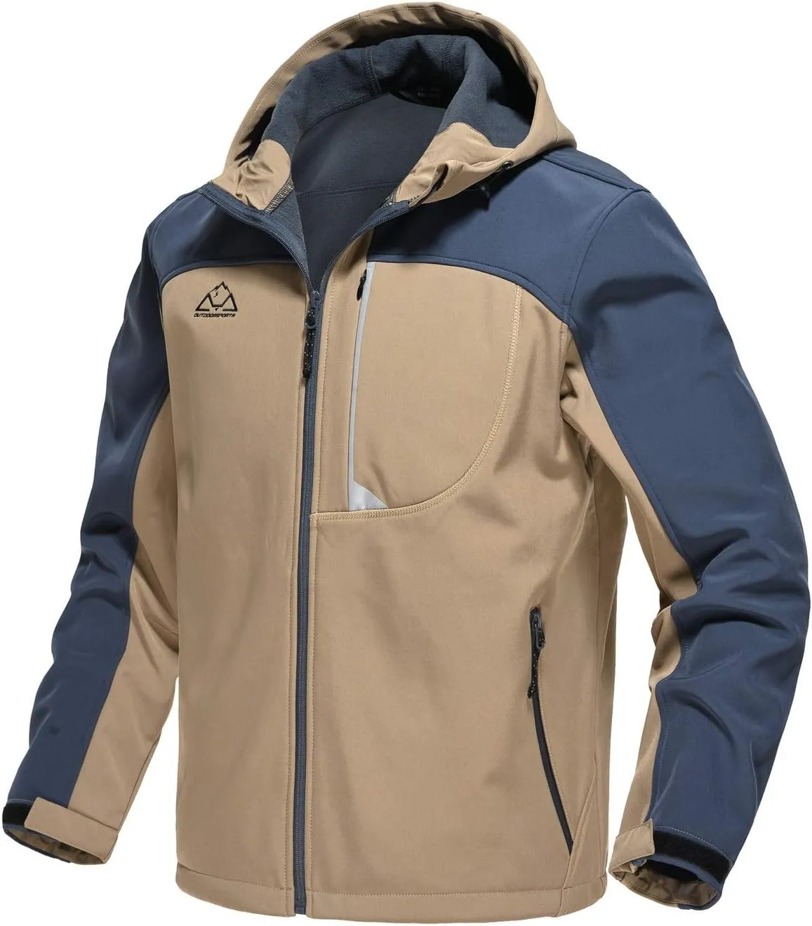 TBMPOY Men's Hooded Softshell Jacket Waterproof Windproof Ski Hiking Outerwear Fleece Lined Winter Coat