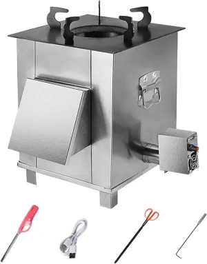 Tent Stove Wood Burning Stove, Rectangle Portable, Outdoor Camping 304 Stainless Steel Stove