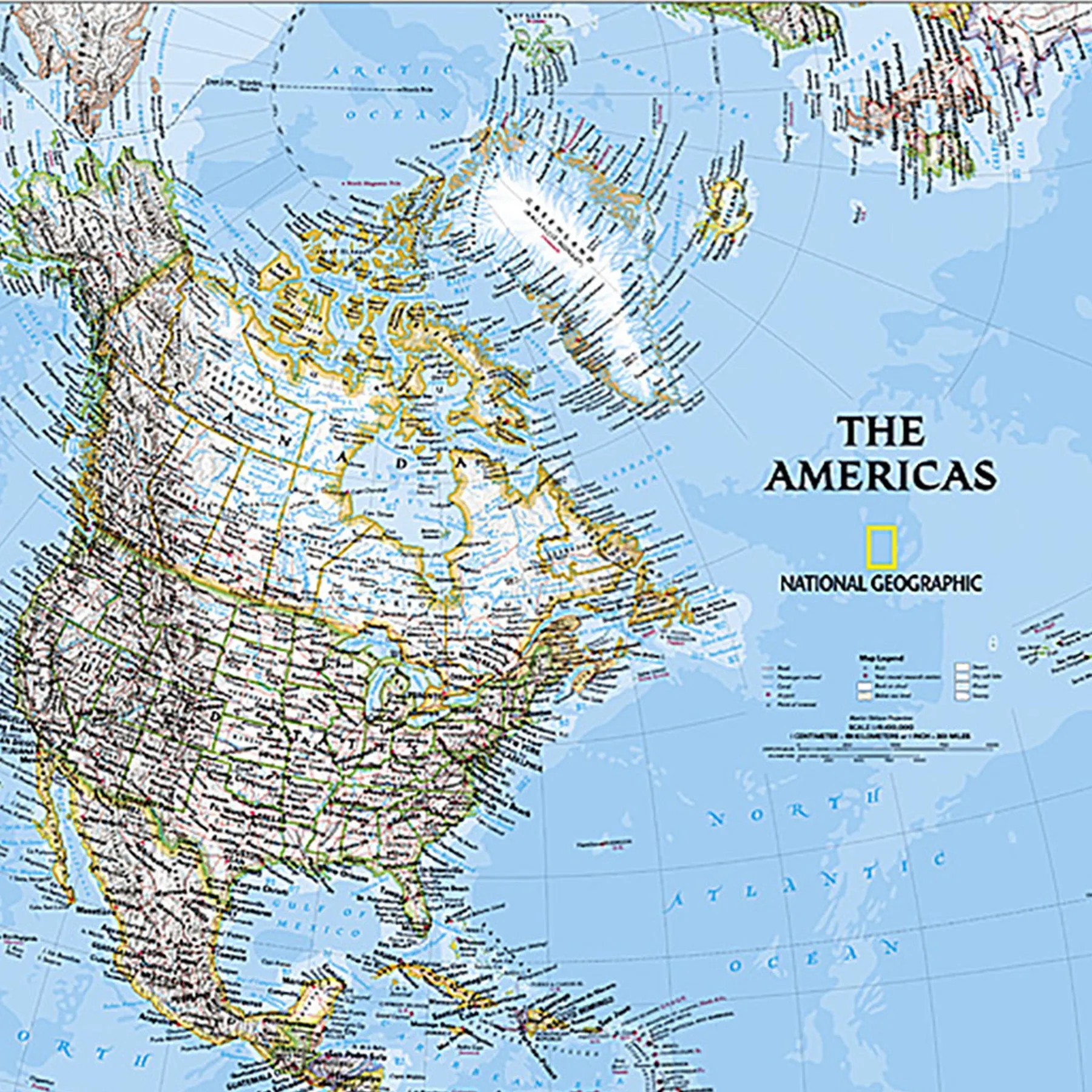 The Americas Classic Map, Laminated
