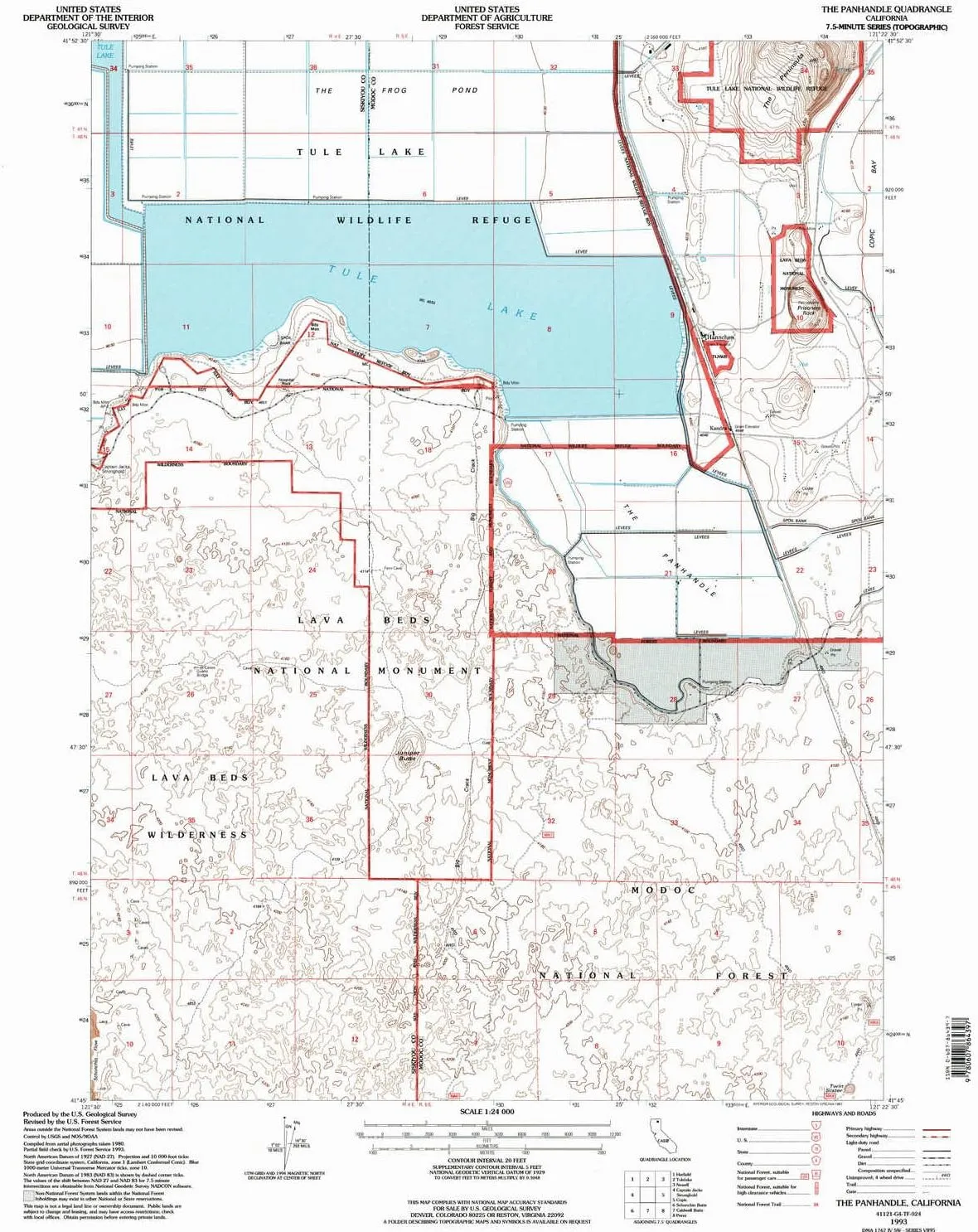The Panhandle CA topo map, 1:24000 Scale, 7.5 X 7.5 Minute, Historical, 1993, Updated 1997, 26.6 x 21.4 in