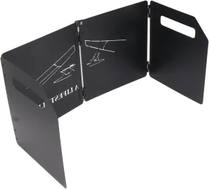 Thicken Carbon Steel Camping Stove Windshield 4 Plates with Handle(9.8in*18.5in*8.7in-Black)