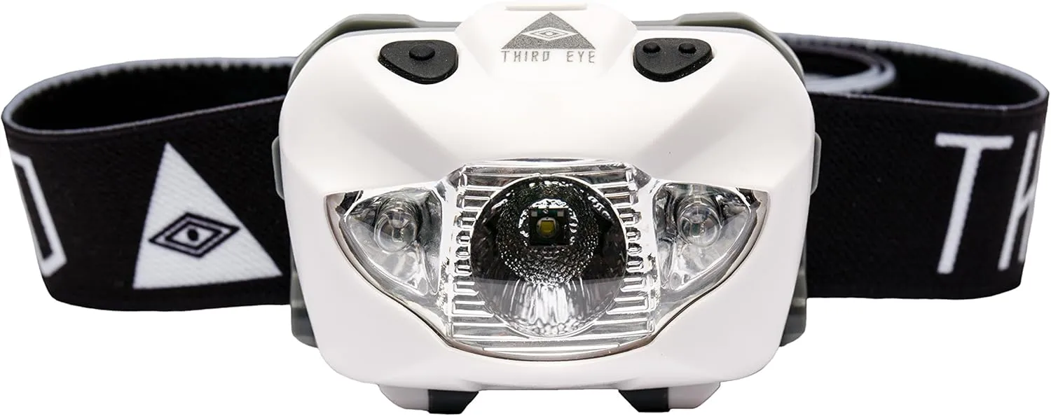 Third Eye Headlamps - Powerful and Stylish Camping LED Headlamp Flashlight - 168 Lumens, Red and White Light, Adjustable Tilt, Multiple Brightness Modes - Lightweight, Durable (Third Eye Black Logo)