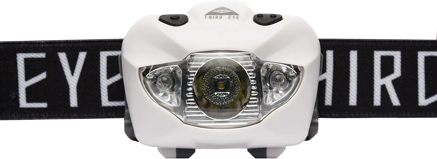 Third Eye Headlamps - Powerful and Stylish Camping LED Headlamp Flashlight - 168 Lumens, Red and White Light, Adjustable Tilt, Multiple Brightness Modes - Lightweight, Durable (Third Eye Black Logo)