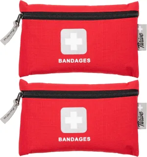 Thrive Adhesive Bandages (Pack of 305)- Multipack- Fabric with Storage Bag, Tough and Flexible Waterproof Bandages Variety Pack for Kids and Adults, Small, Medium, Large, and Circular Sizes Included