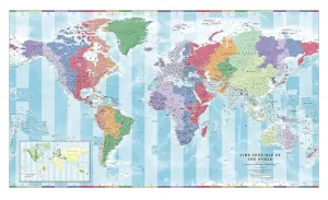 Time Zone Wall Map of The World - Large - 56.25" x 34.75" Laminated